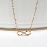Infinity Necklace-Petite 14 Kt Gold Over 925 Sterling Silver Necklace With CZ-18 inch Cable Chain