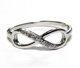 Infinity Ring-Rhodium Over Sterling Silver Ring With Cubic Zirconia Size 7