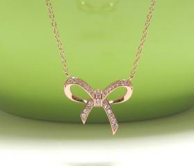 ADORABLE INFINITY BOW Necklace In Rose Gold Over Sterling Silver-16"+2 Extender