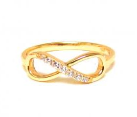 Infinity Ring-14 Kt Gold Over Sterling Silver Ring With Cubic Zirconia-Size 8