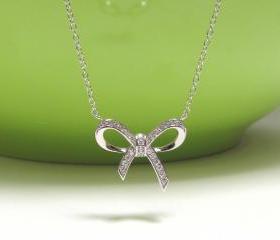 ADORABLE INFINITY BOW Necklace In Rhodium Over Sterling Silver-18 inches