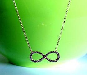 CZ Infinity Necklace-Rose Gold Over 925 Sterling Silver Necklace With CZ On 16+2 Cable Chain