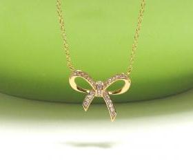 ADORABLE INFINITY BOW Necklace In 14 Kt Gold Over Sterling Silver-16'+2' Extender