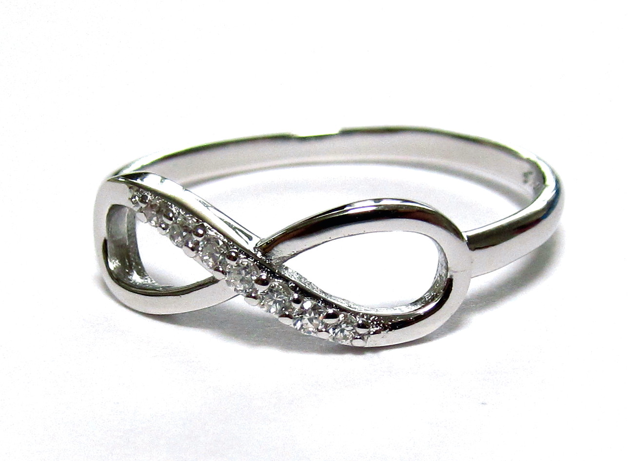 Infinity Ring-Rhodium Over Sterling Silver Ring With Cubic Zirconia