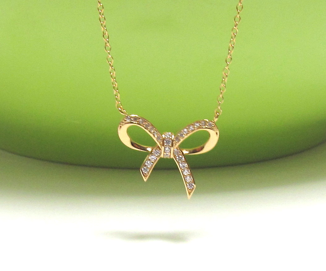 ADORABLE INFINITY BOW Necklace In 14 Kt Gold Over Sterling Silver16"+2" Extender on Luulla